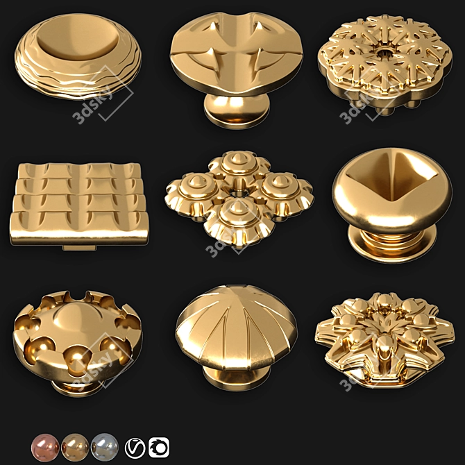 Elegant Door Knobs Collection 0028 3D model image 2