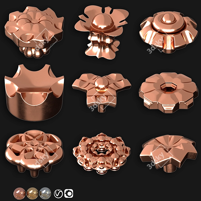 Elegant Door Knobs Collection 0028 3D model image 4