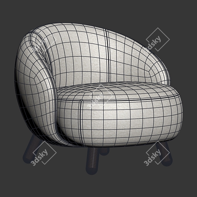 Seamless Textured V-Ray Armchair 3D model image 4