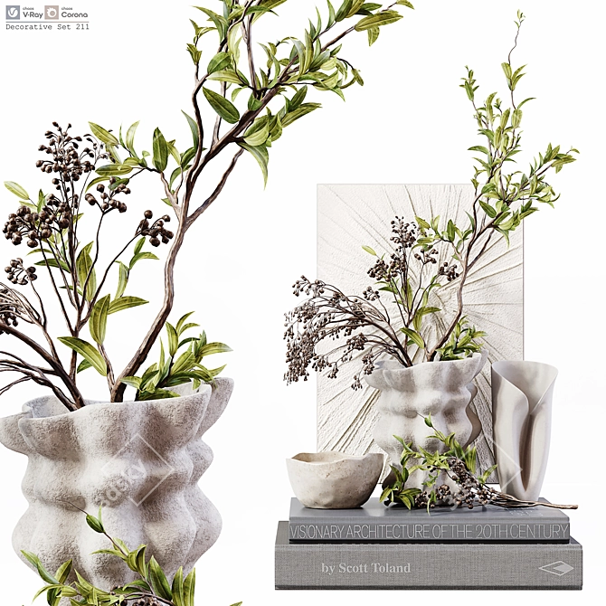 Detailed 3D Decor Set 3D model image 1