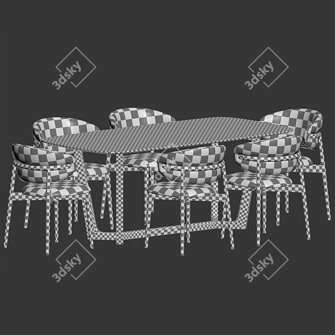 Modern Dining Set with Chairs 3D model image 4