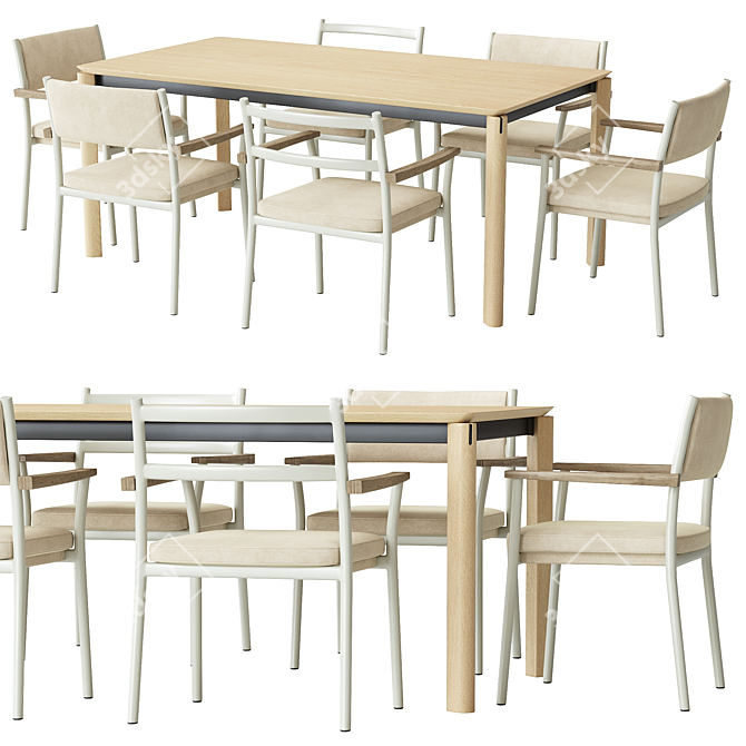  Modern Dining Set with Extending Table 3D model image 1