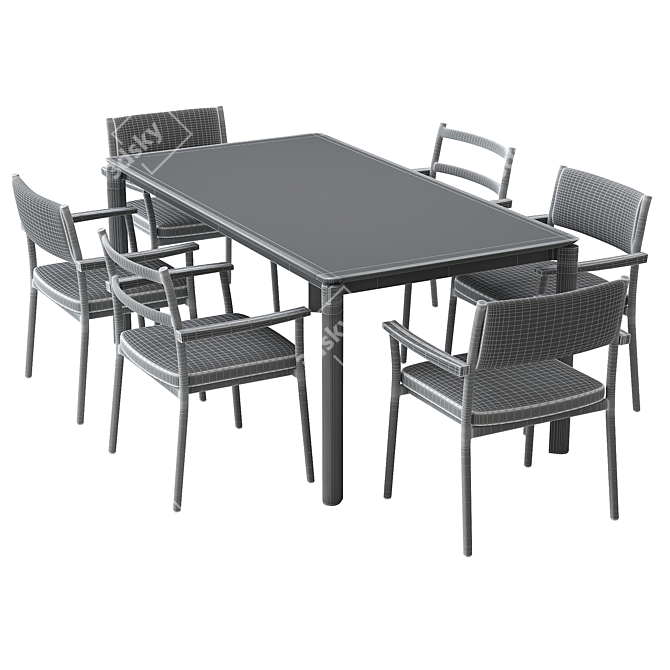  Modern Dining Set with Extending Table 3D model image 4