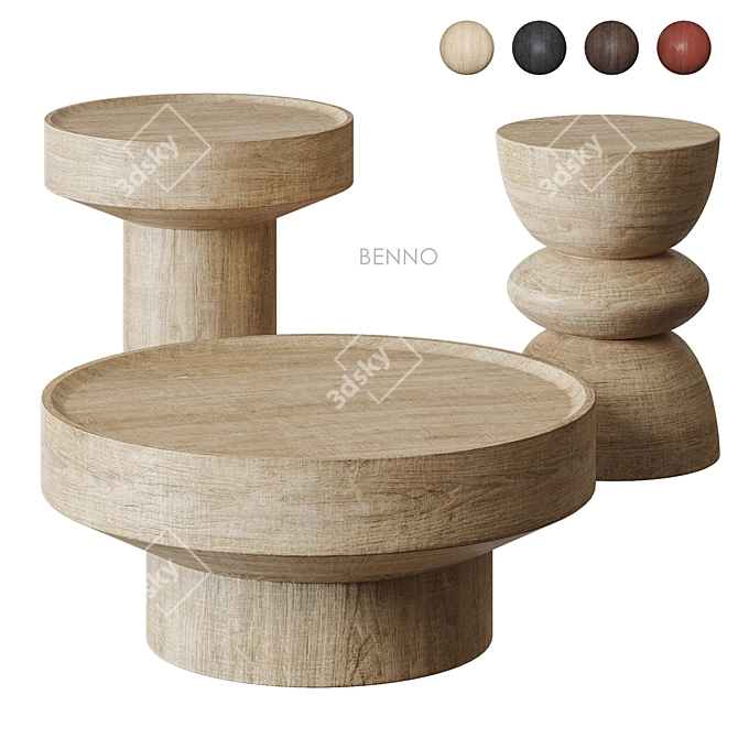 Benno Mango Wood Side Tables 3D model image 1