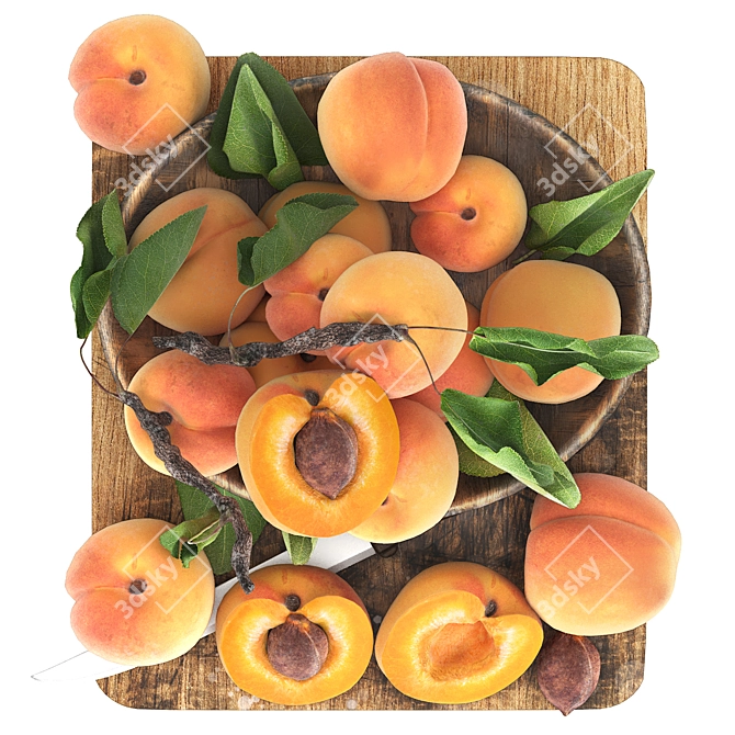 Apricot Bowl 3D Food Model 3D model image 2