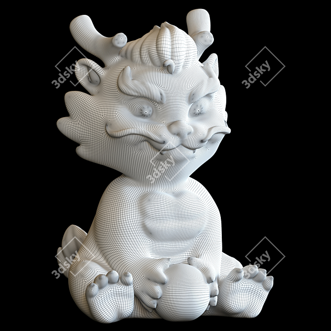 Majestic Dragon Figurine 5" Statue 3D model image 3