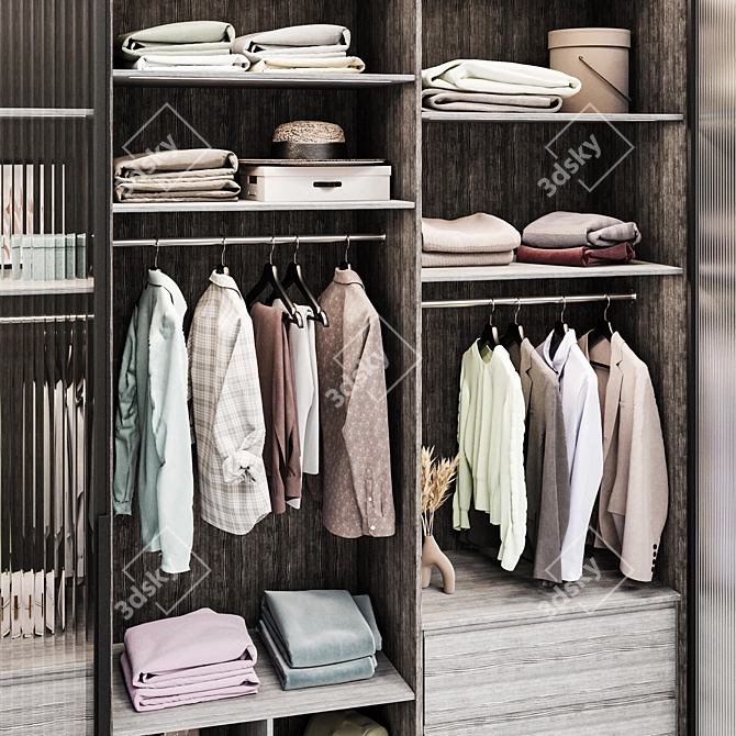 Modern Wardrobe with Glass Doors 3D model image 3