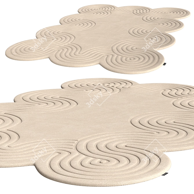 Helix Wool Rug Set Taupe Cream 3D model image 3