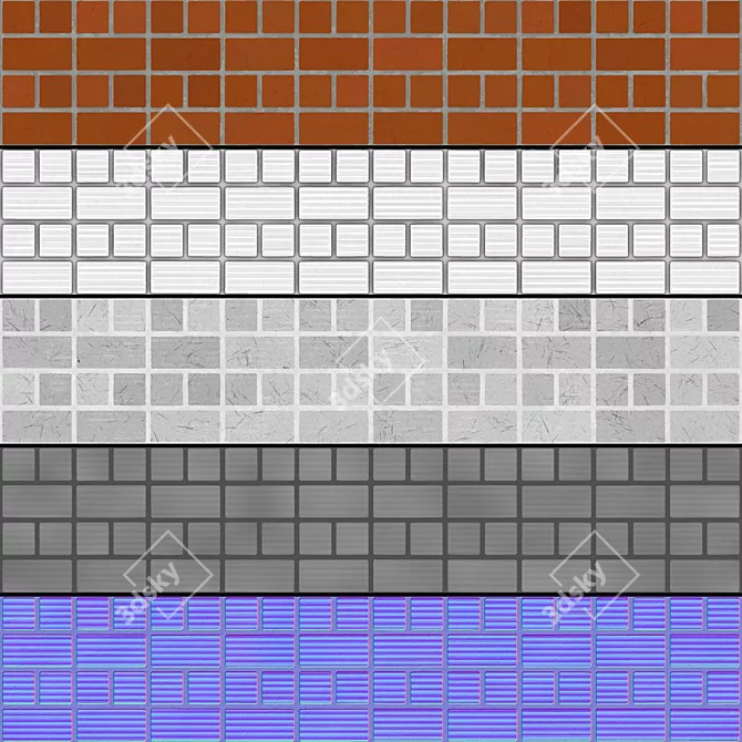 Brick Bond Seamless Texture Collection 3D model image 5