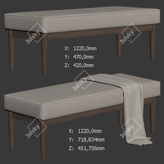 Arvid Wood Bench Studio Concept 3D model image 6