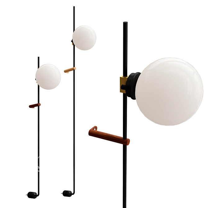 Contemporary Lynea Wall Lamps, Black/White 3D model image 1