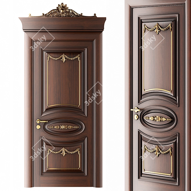 Baroque Style Classic Door 3D model image 1