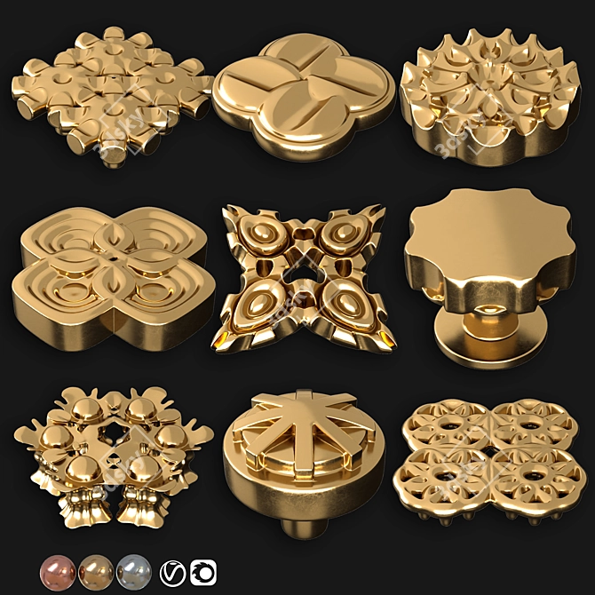 Elegant Door Knobs Set 3D model image 1