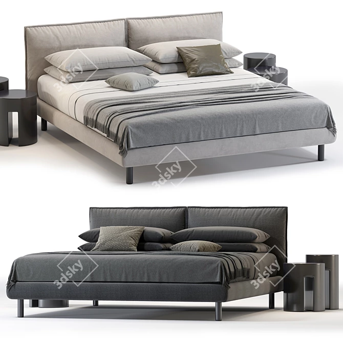 Modern Meridiani Oliver Bed 3D Model 3D model image 1