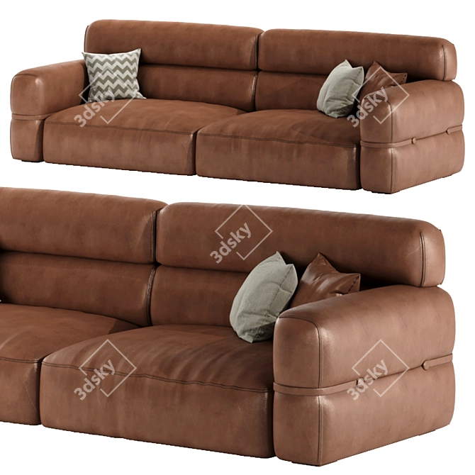 Miaomiao Modular Leather Arm Sofa 3D model image 1