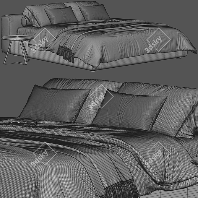 Luxury Superoblong Bed Model Rendered 3D model image 3