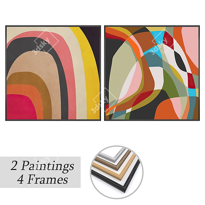 Dual Art Set with Frame Options 3D model image 1