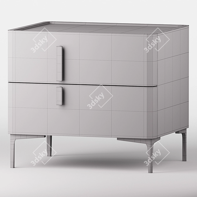 Sleek Green Nightstand with Drawers 3D model image 3