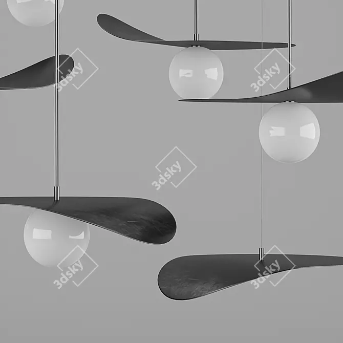 Elegant Metal Pendant Lamp Flutter 3D model image 2