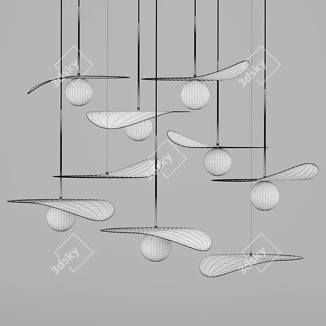 Elegant Metal Pendant Lamp Flutter 3D model image 3
