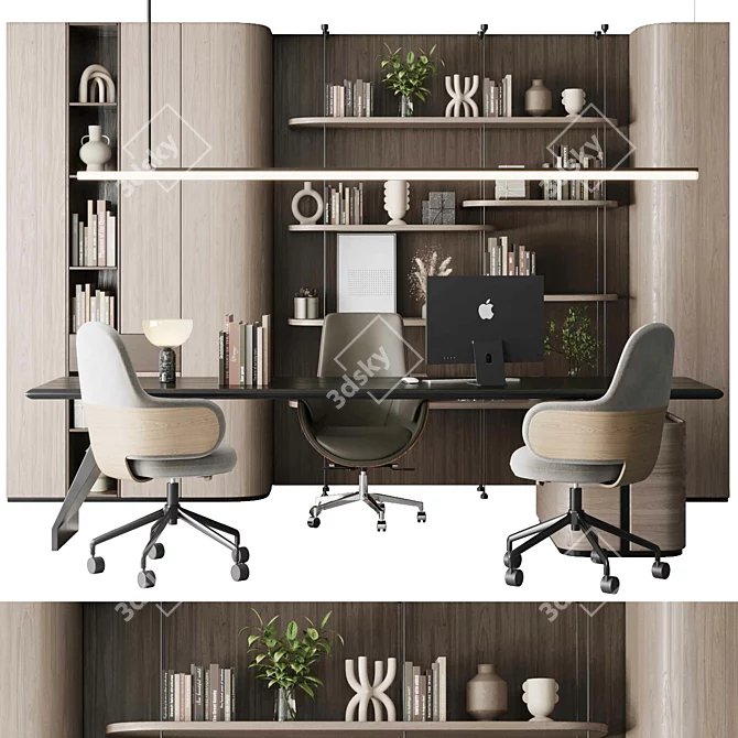  Executive Workstation Set - Office Furniture 3D model image 2