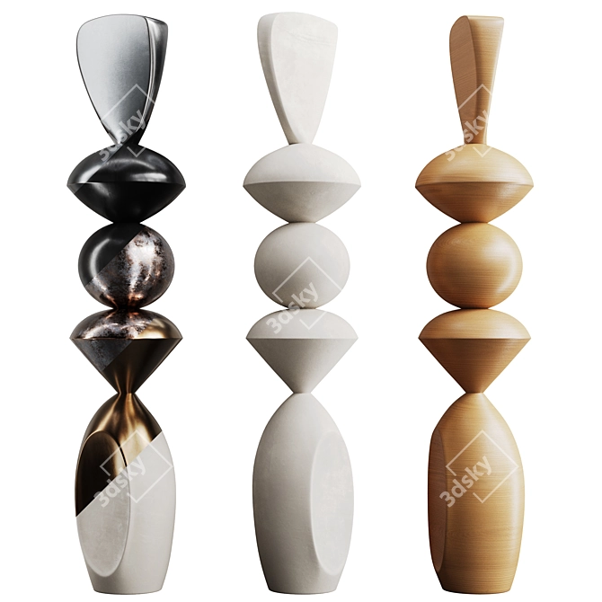Modern Totem Sculpture by Joel Escalona 3D model image 1
