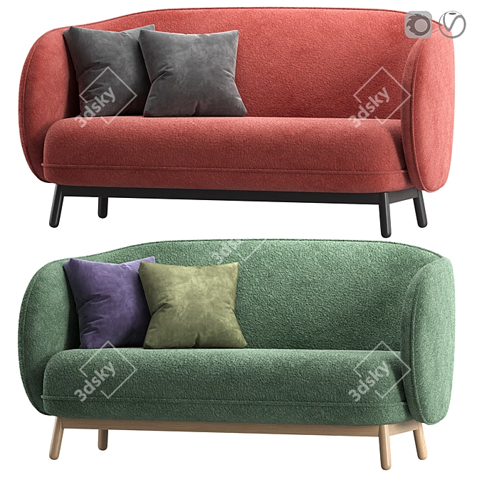 Designer Wooden Lounge Sofa Collection 3D model image 1