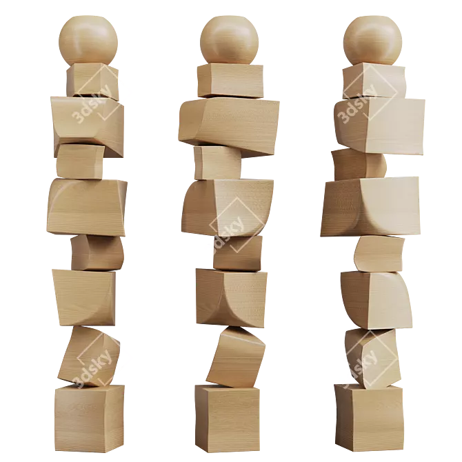 Modern Totem Floor Sculpture 3D model image 2