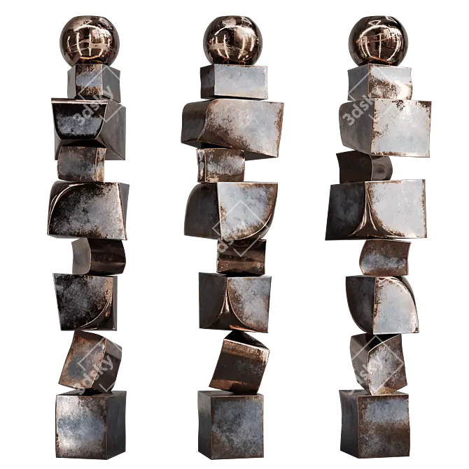 Modern Totem Floor Sculpture 3D model image 3