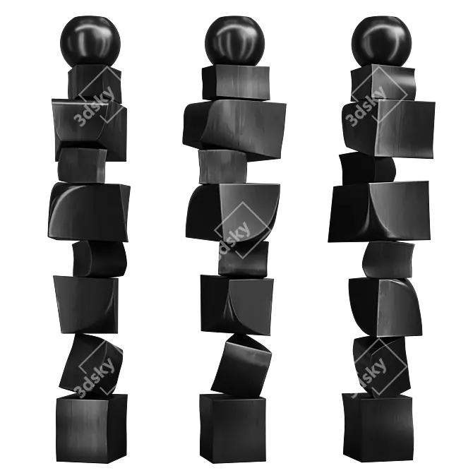 Modern Totem Floor Sculpture 3D model image 5