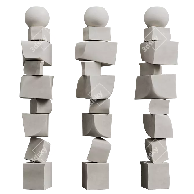 Modern Totem Floor Sculpture 3D model image 6