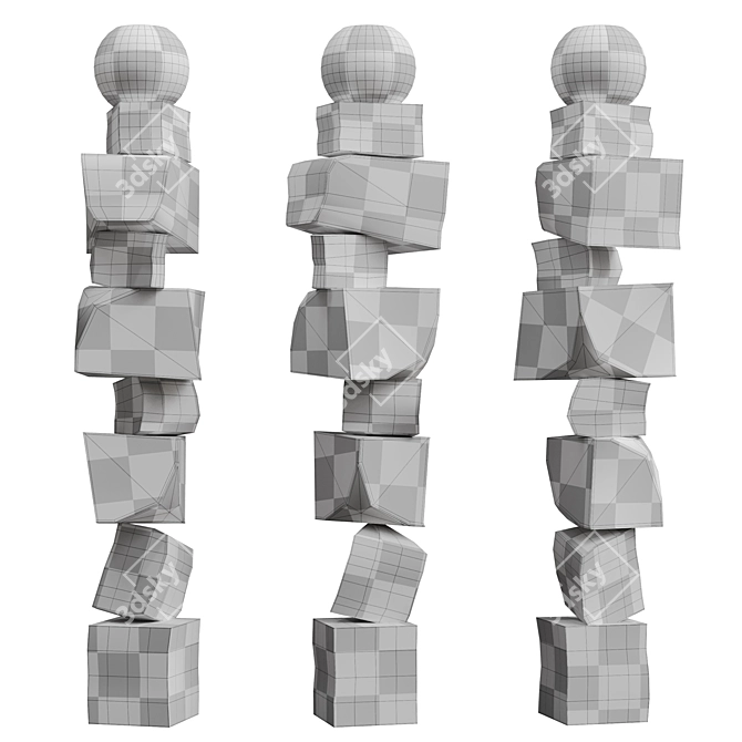 Modern Totem Floor Sculpture 3D model image 7