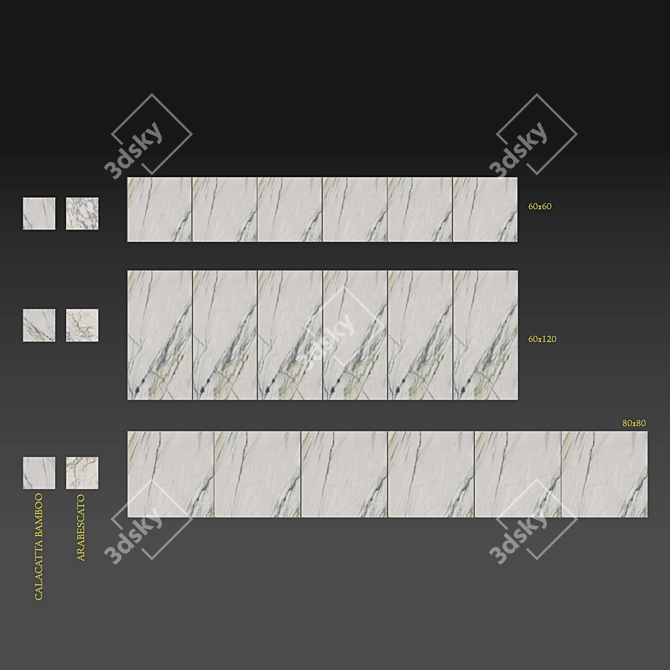 Marble Effect Bamboo Wall Tiles 3D model image 4