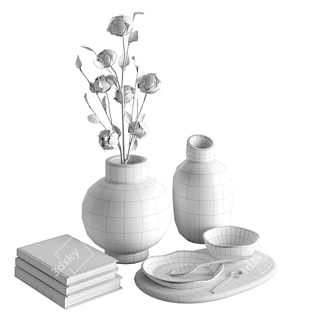 Rustic Floral Decor Set 3D model image 5