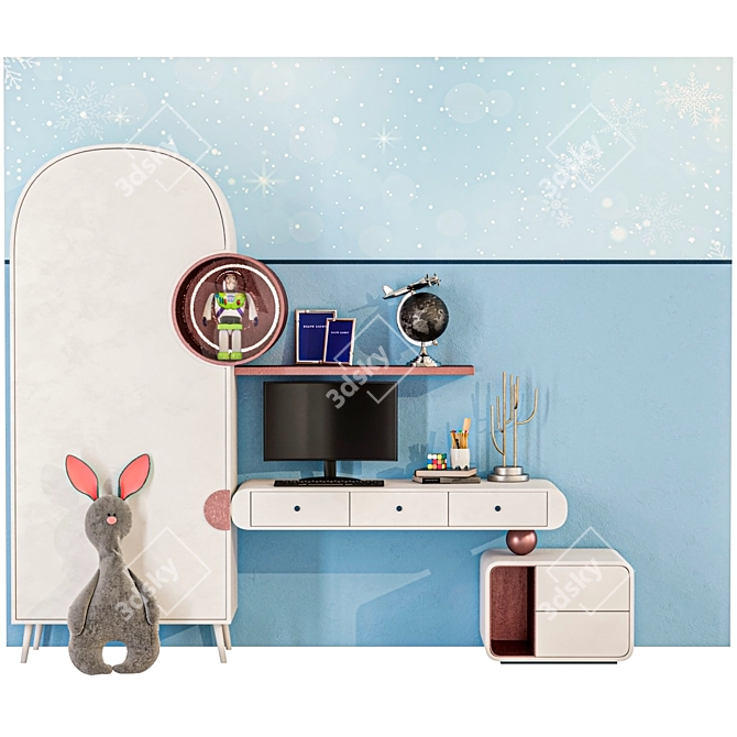 Kids Wall Unit & Soft Toy 3D model image 1