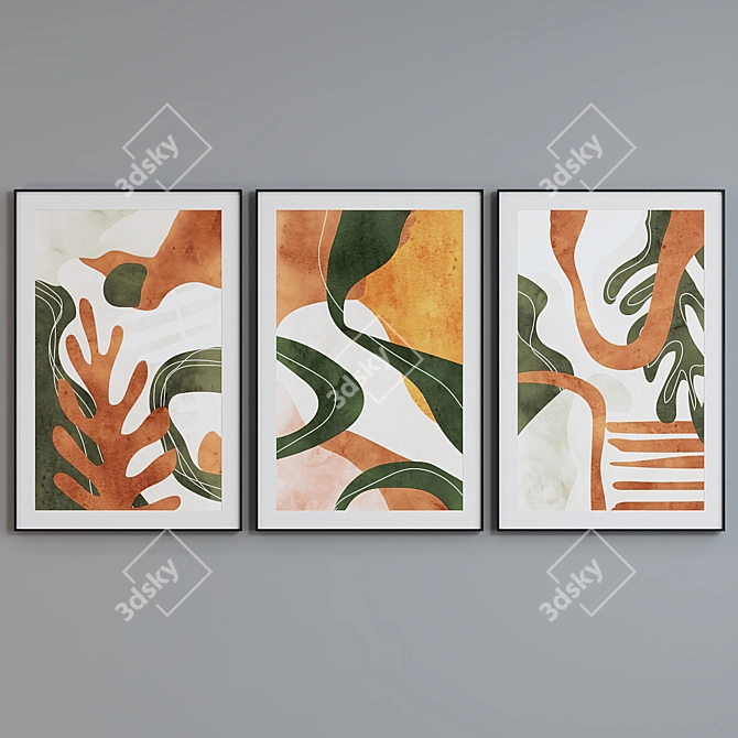 Modern Abstract Picture Frame Set 3D model image 3