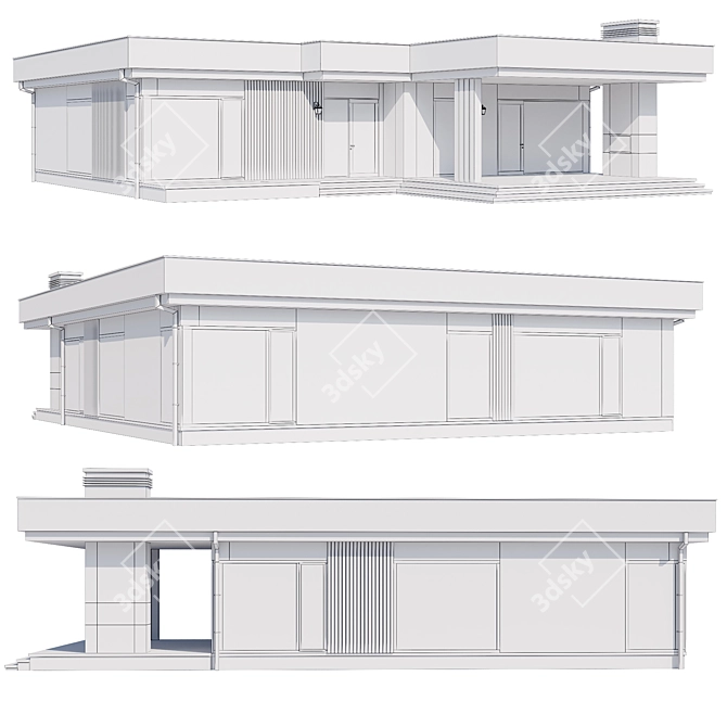 Modern Mansion Model V58 3D model image 4