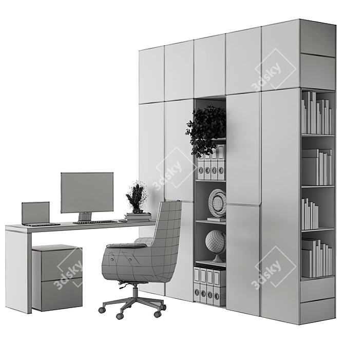 Multi-Functional Cabinet and Desk 3D model image 5