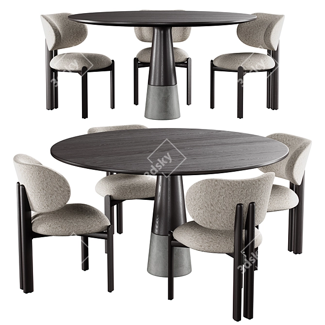 Modern Enne Dining Set Furniture 3D model image 1