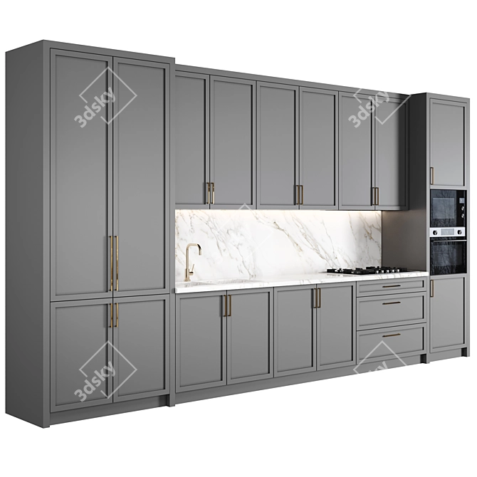 Modern Island Kitchen with High-Quality Textures 3D model image 2