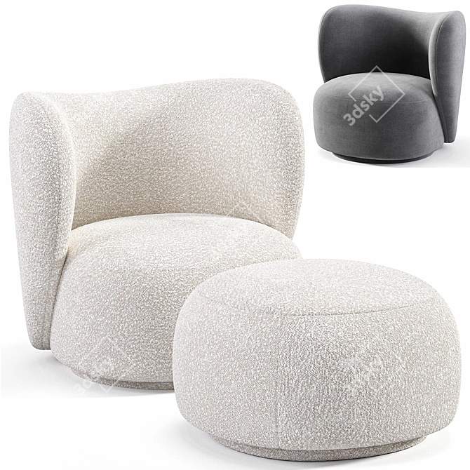 Rico Boucle Lounge Chair: Modern Comfort 3D model image 1