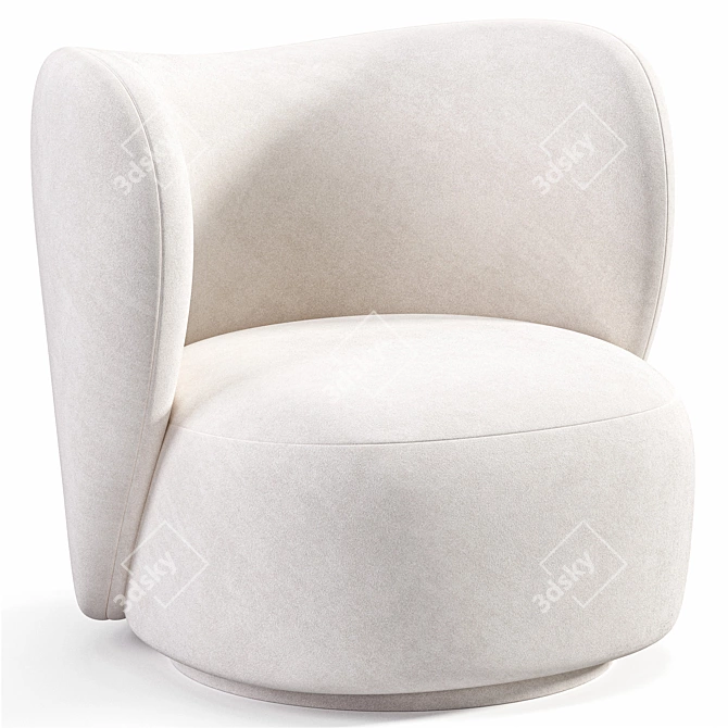 Rico Boucle Lounge Chair: Modern Comfort 3D model image 2