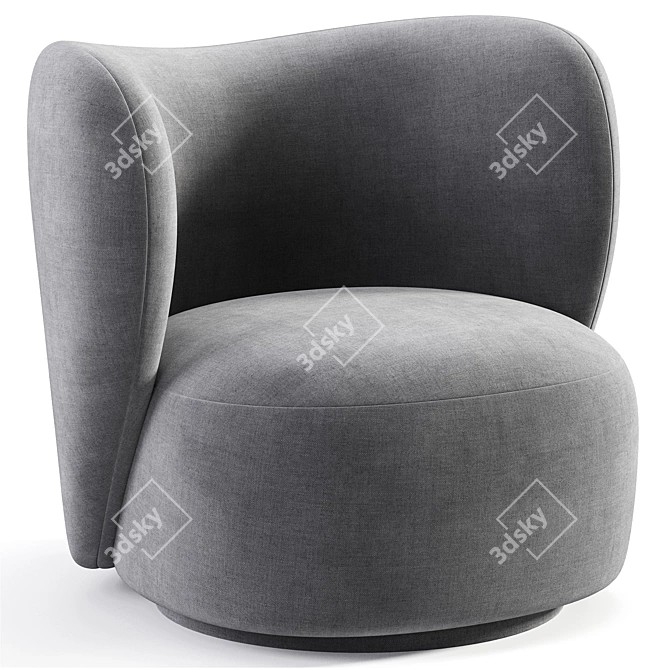 Rico Boucle Lounge Chair: Modern Comfort 3D model image 3