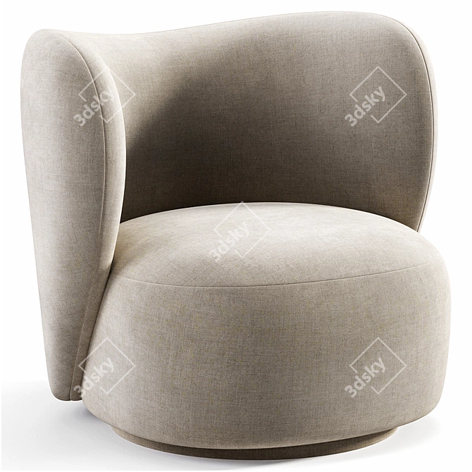 Rico Boucle Lounge Chair: Modern Comfort 3D model image 5