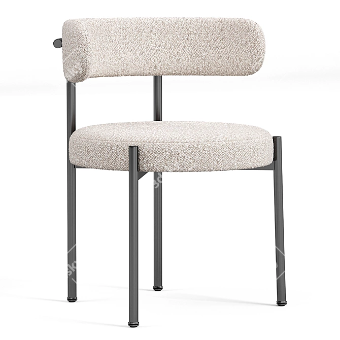 Chic Bouclé Ivory Dining Chair 3D model image 4