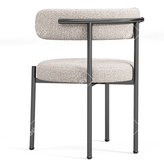 Chic Bouclé Ivory Dining Chair 3D model image 2