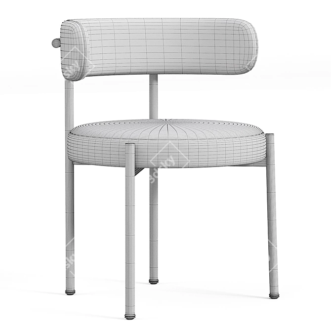 Chic Bouclé Ivory Dining Chair 3D model image 3