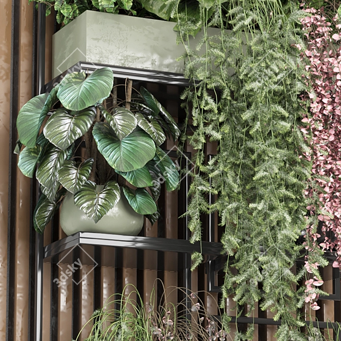 Metal Shelf Plant Set 3D 3D model image 2