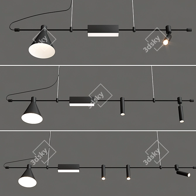 Sleek Black LED Pendant Lamp 3D model image 3