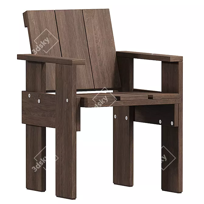 Modern Pine CRATE Chair 3D 3D model image 2